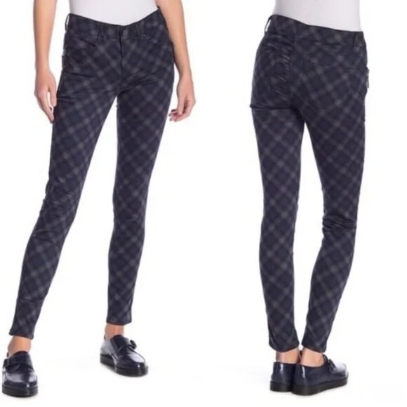 Democracy Black Navy Side Zip Ab Solution Jegging Skinny Pants Academia - Picture 1 of 9